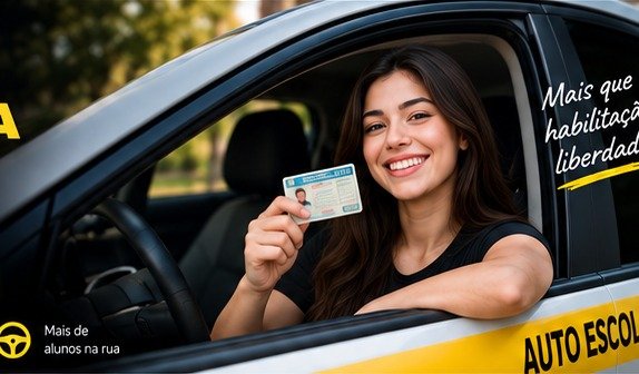 Pessoa no carro representando a conquista da CNH